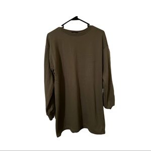 Long sleeve olive green sweater dress; Pretty Little Thing UK size 10 (M)